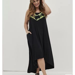 Torrid Hi Lo Super Soft Tie-Dye Neon Black Dress, Size 1